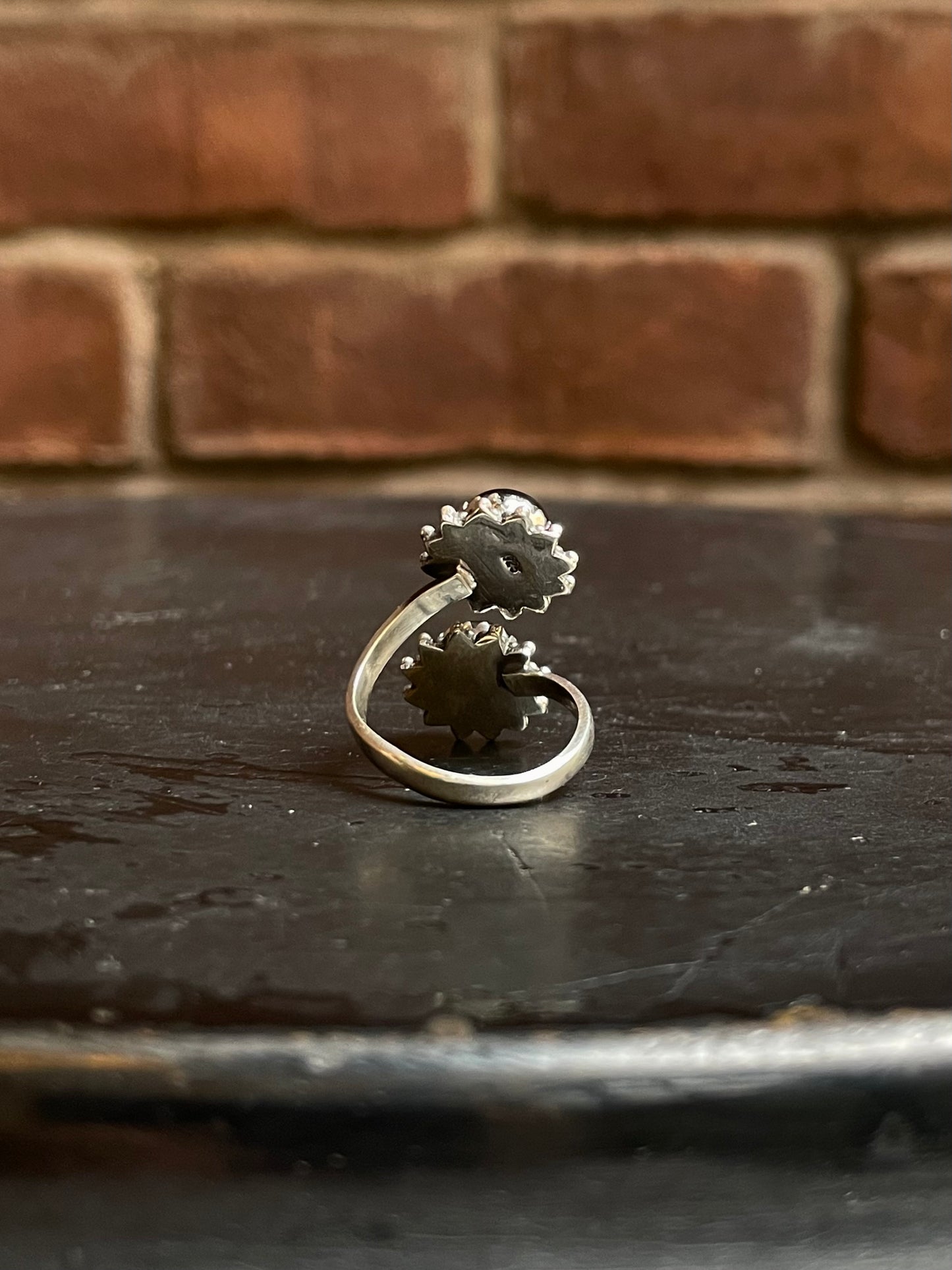Black Onyx Bypass Ring Size 8 | 925 Sterling Silver Southwest E144