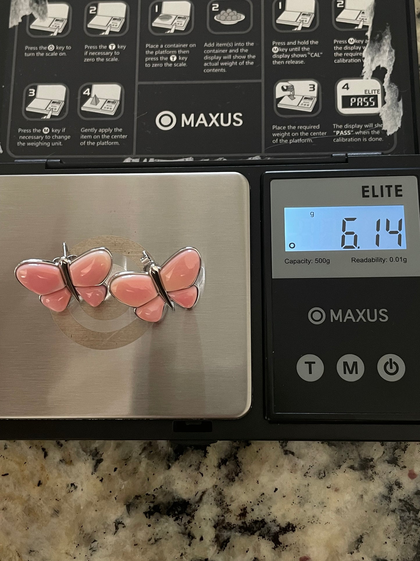 Pink Conch Butterfly Stud Earrings | 925 Sterling Silver E409