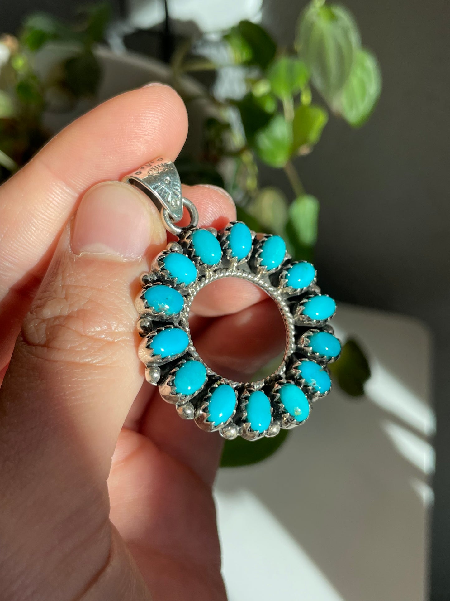Turquoise Circle Pendant | Sterling Silver 925 B813