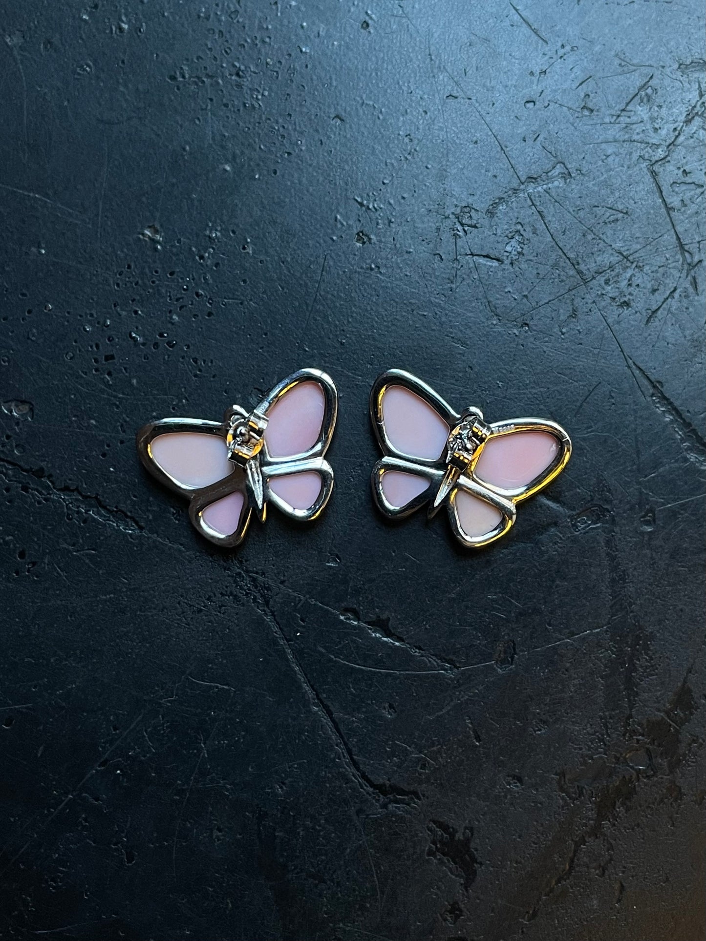Pink Conch Butterfly Stud Earrings | 925 Sterling Silver E405
