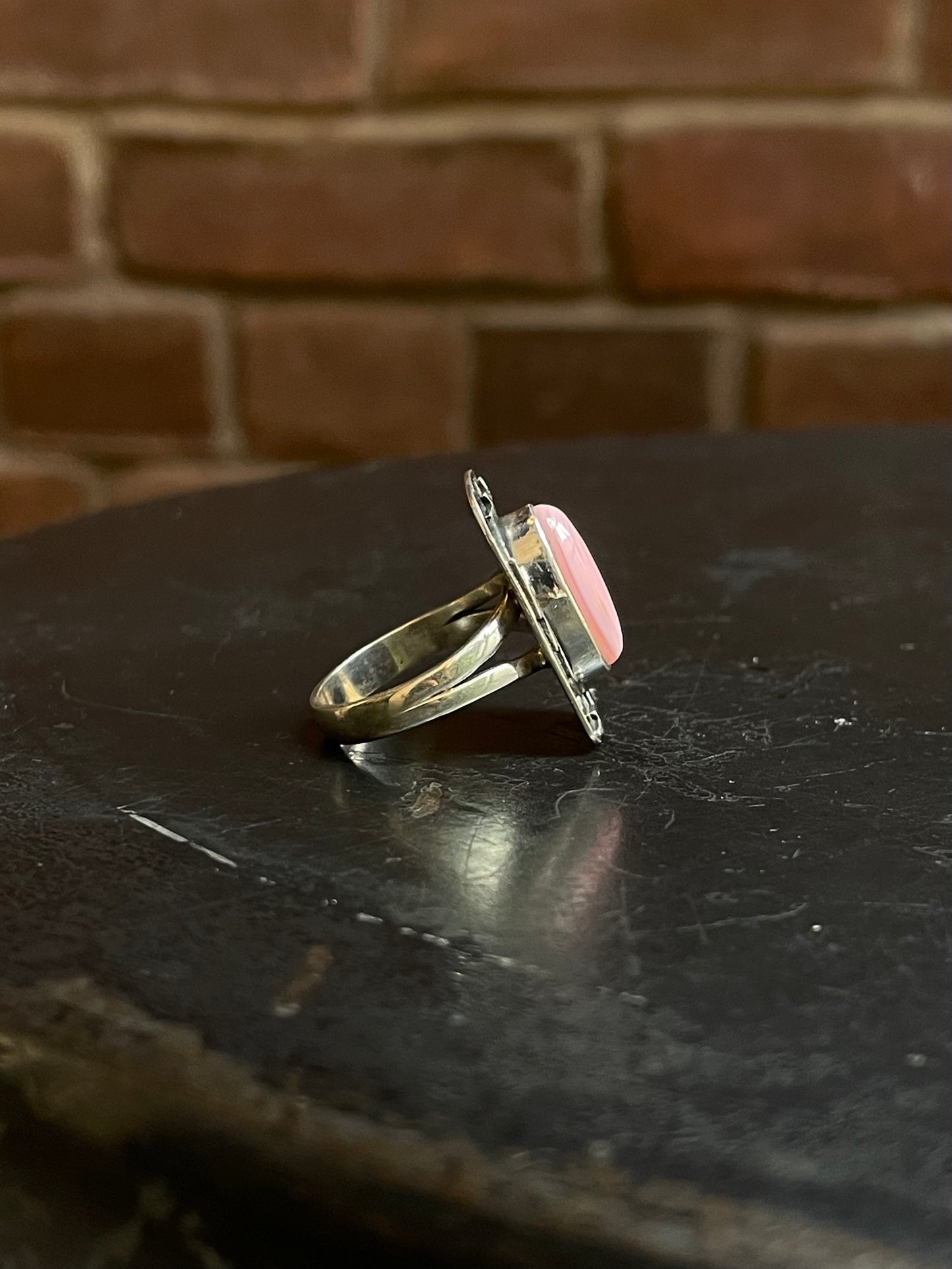 Pink Conch Lightning Ring Size 8 | Sterling Silver E905