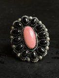 Pink Conch Flower Cluster Ring | Sterling Silver | Size 8 | A139