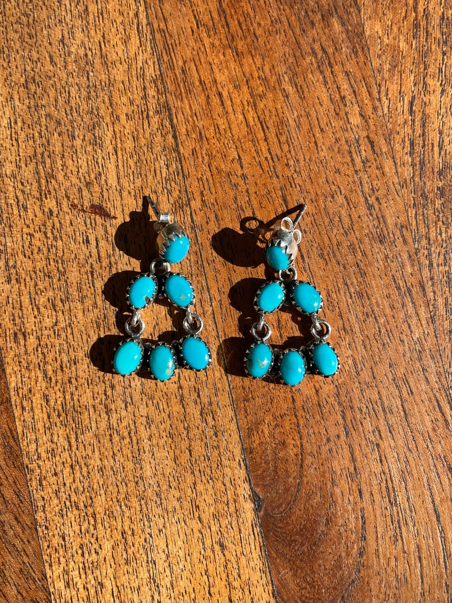 Kingman Turquoise Chandelier Stud Earrings | 925 Sterling Silver C823