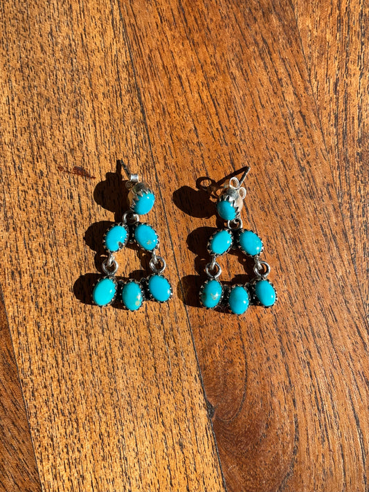 Kingman Turquoise Chandelier Stud Earrings | 925 Sterling Silver C823