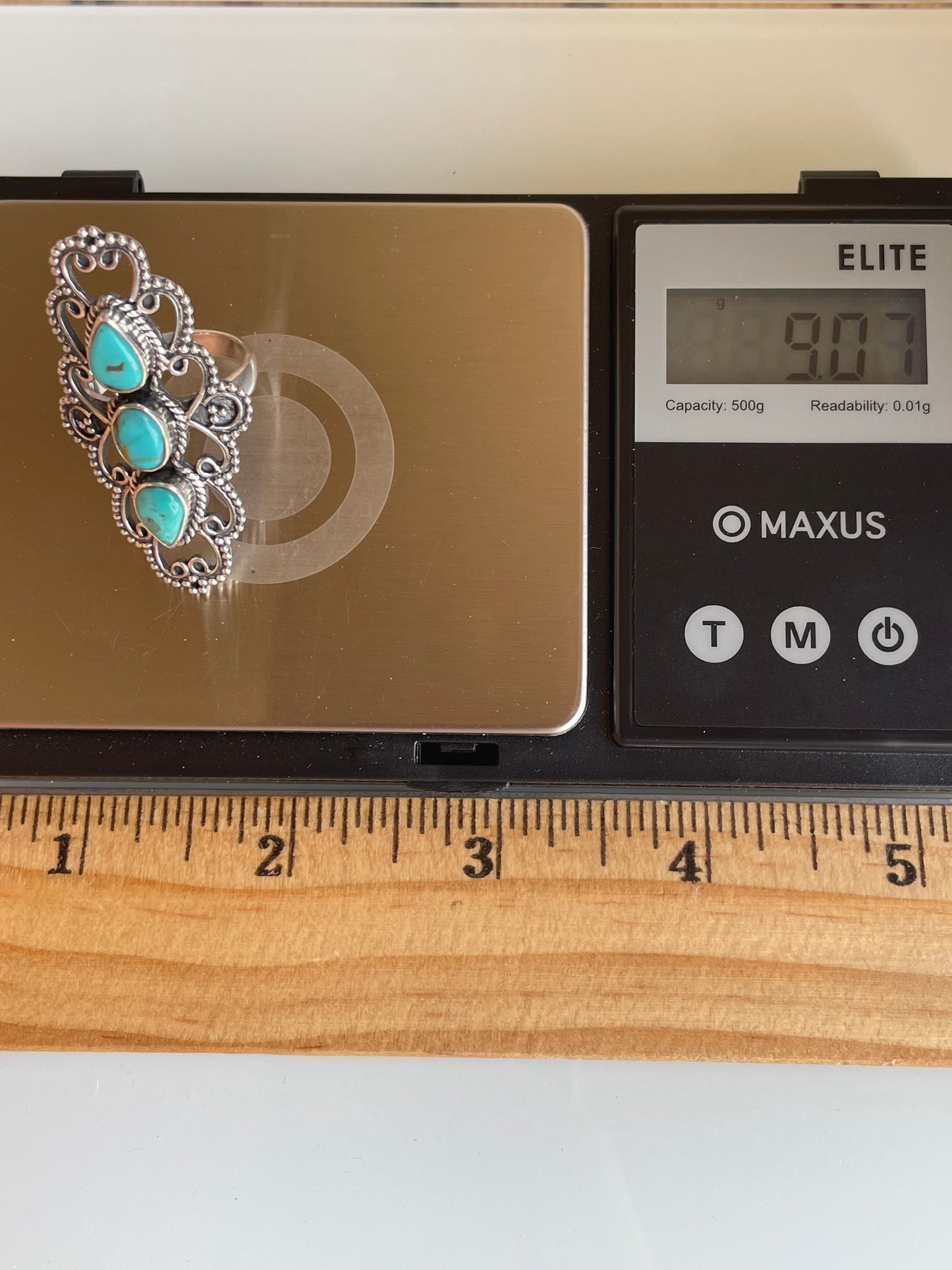 Kingman Turquoise Row Ring Size 7 | 925 Sterling Silver G511