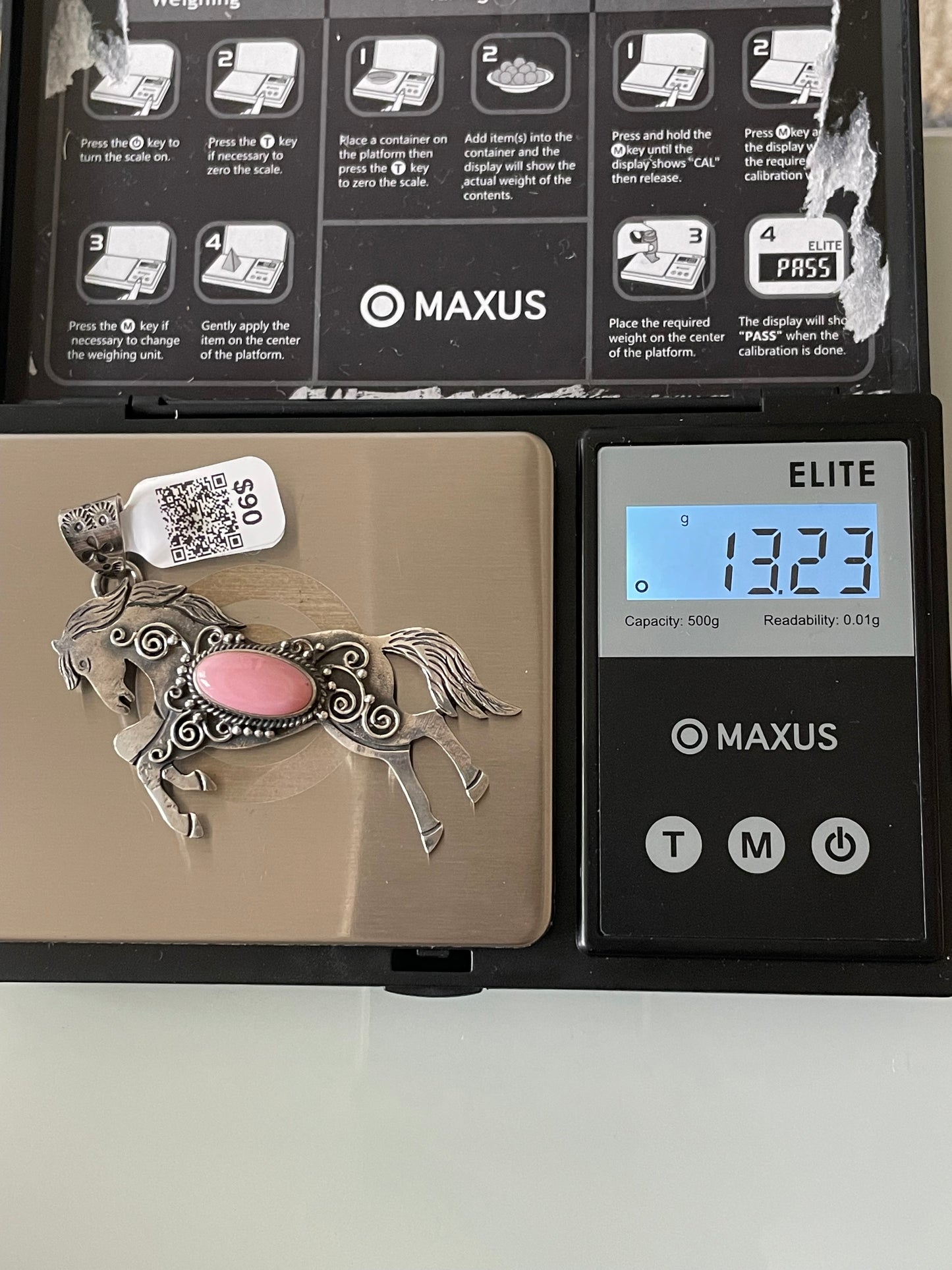 Horse Pendant in Pink Conch | Sterling Silver | A586