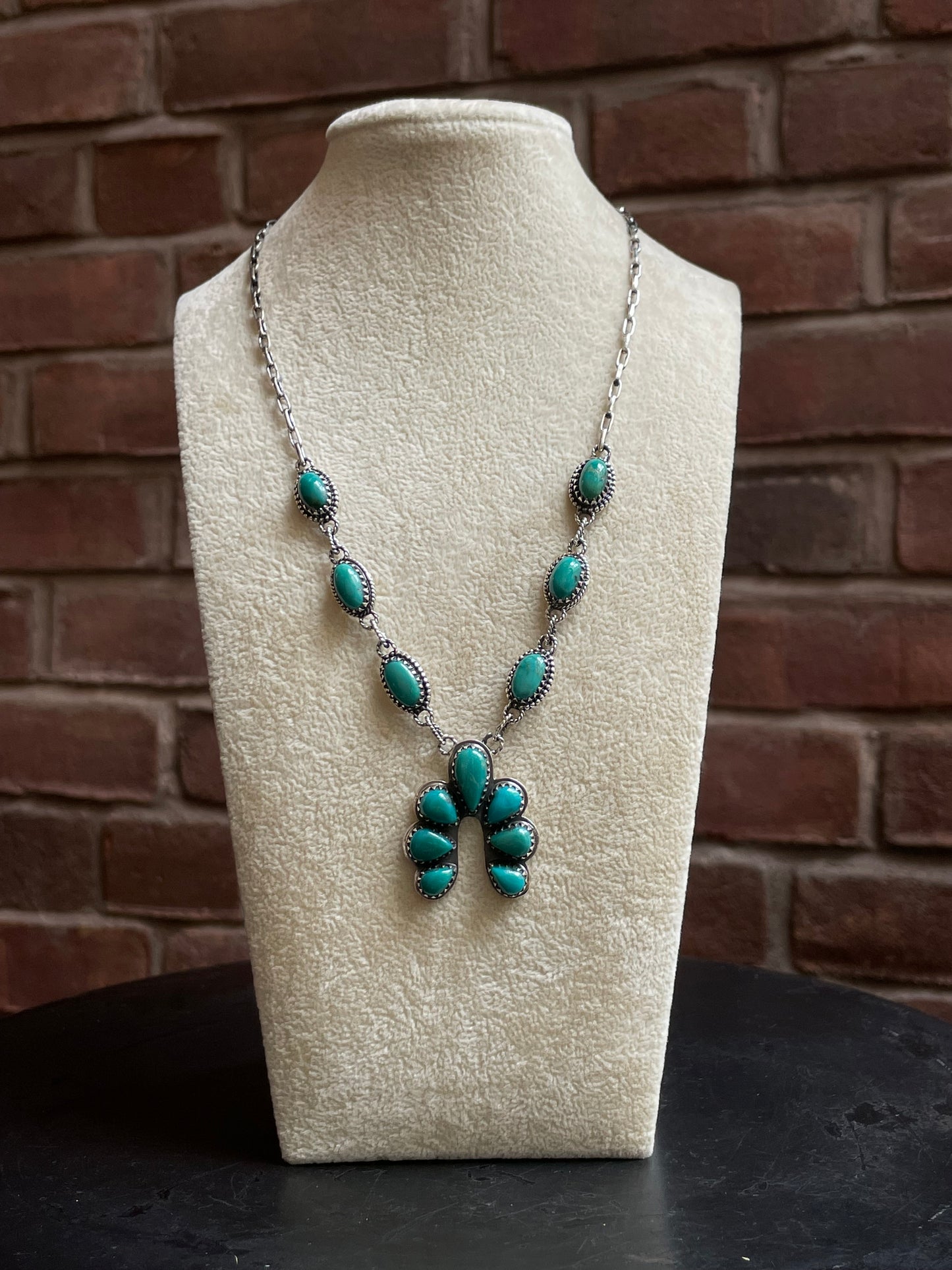 Kingman Turquoise Naja Necklace | 925 Sterling Silver E628