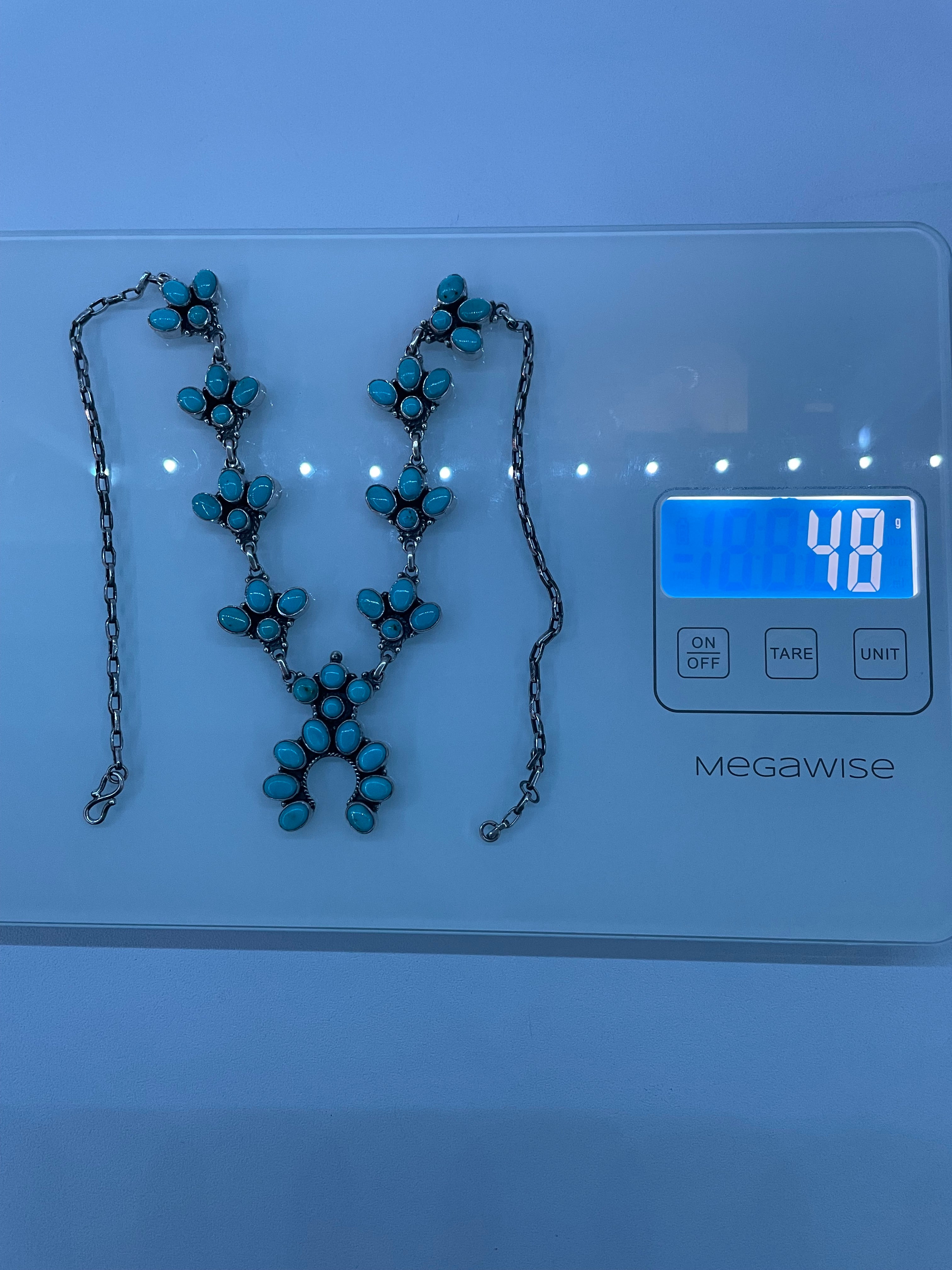 Kingman Turquoise Naja Necklace | 925 Sterling Silver E348