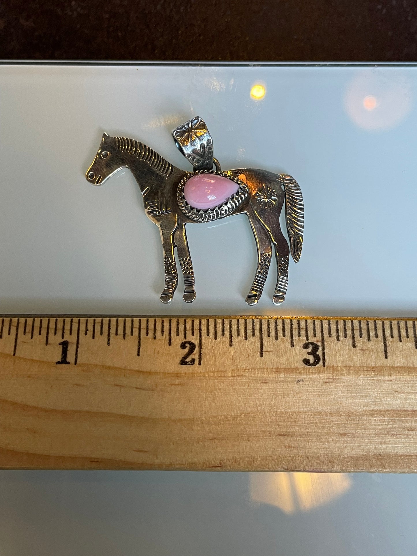 Pink Conch Horse Pendant | 925 Sterling Silver C540