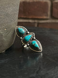 Kingman Turquoise Triple Stone Ring Size 7 | 925 Sterling Silver G590
