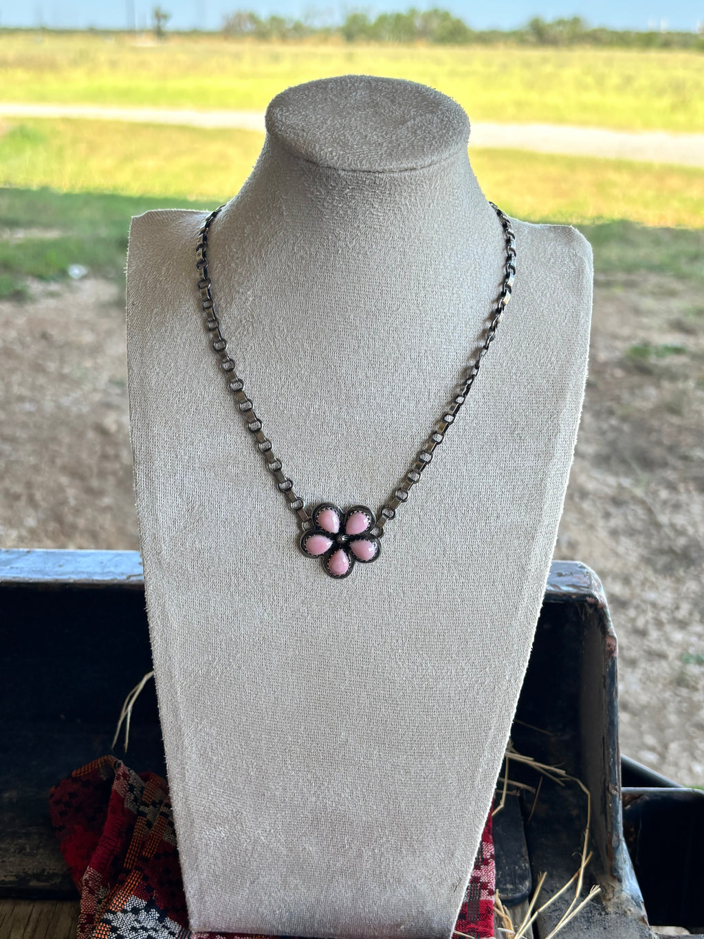 Pink Conch Flower Choker Necklace | 925 Sterling Silver Z18