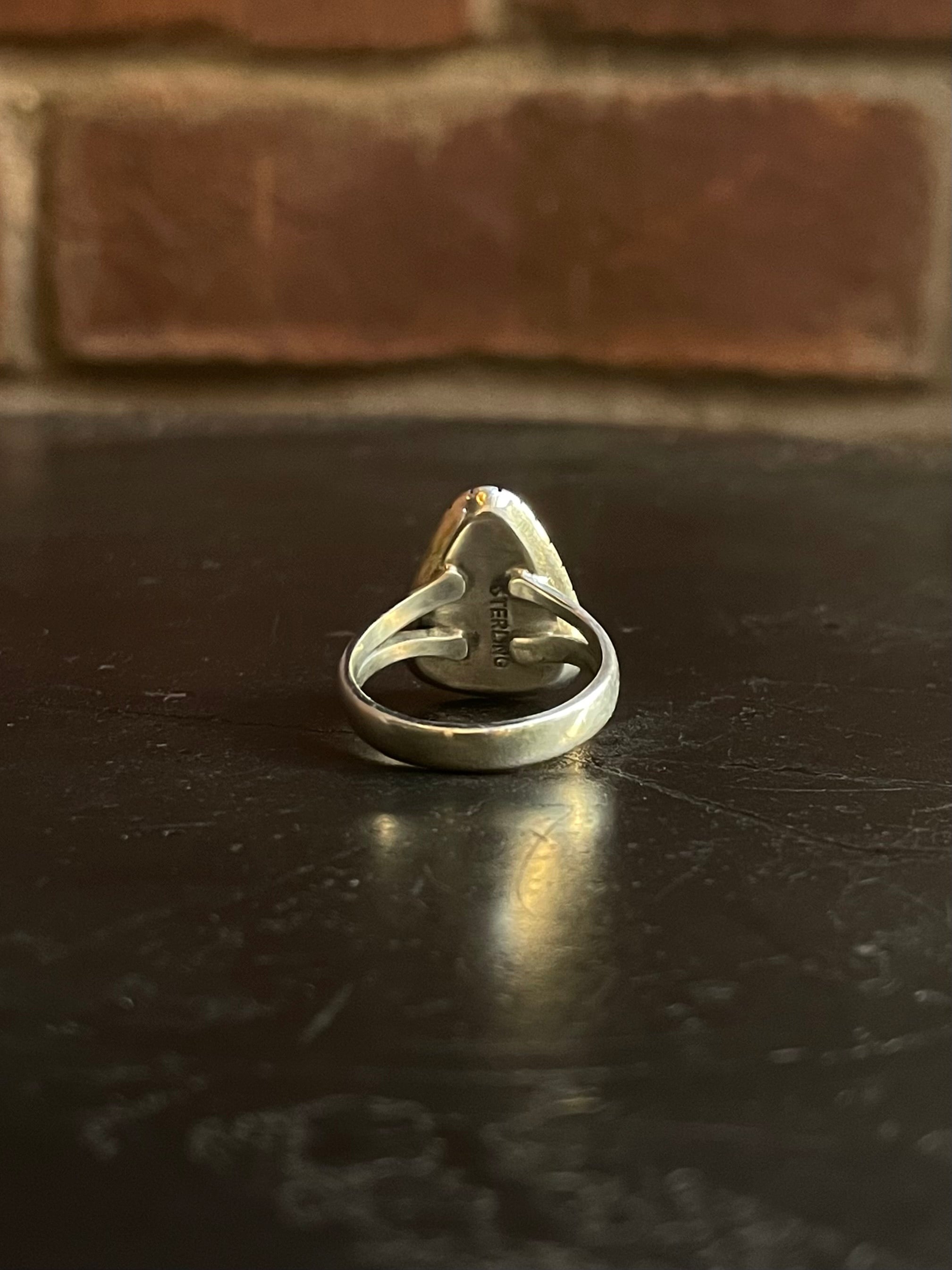 Kingman Turquoise Tear Drop Ring | Sterling Silver | Size 7.25 G363