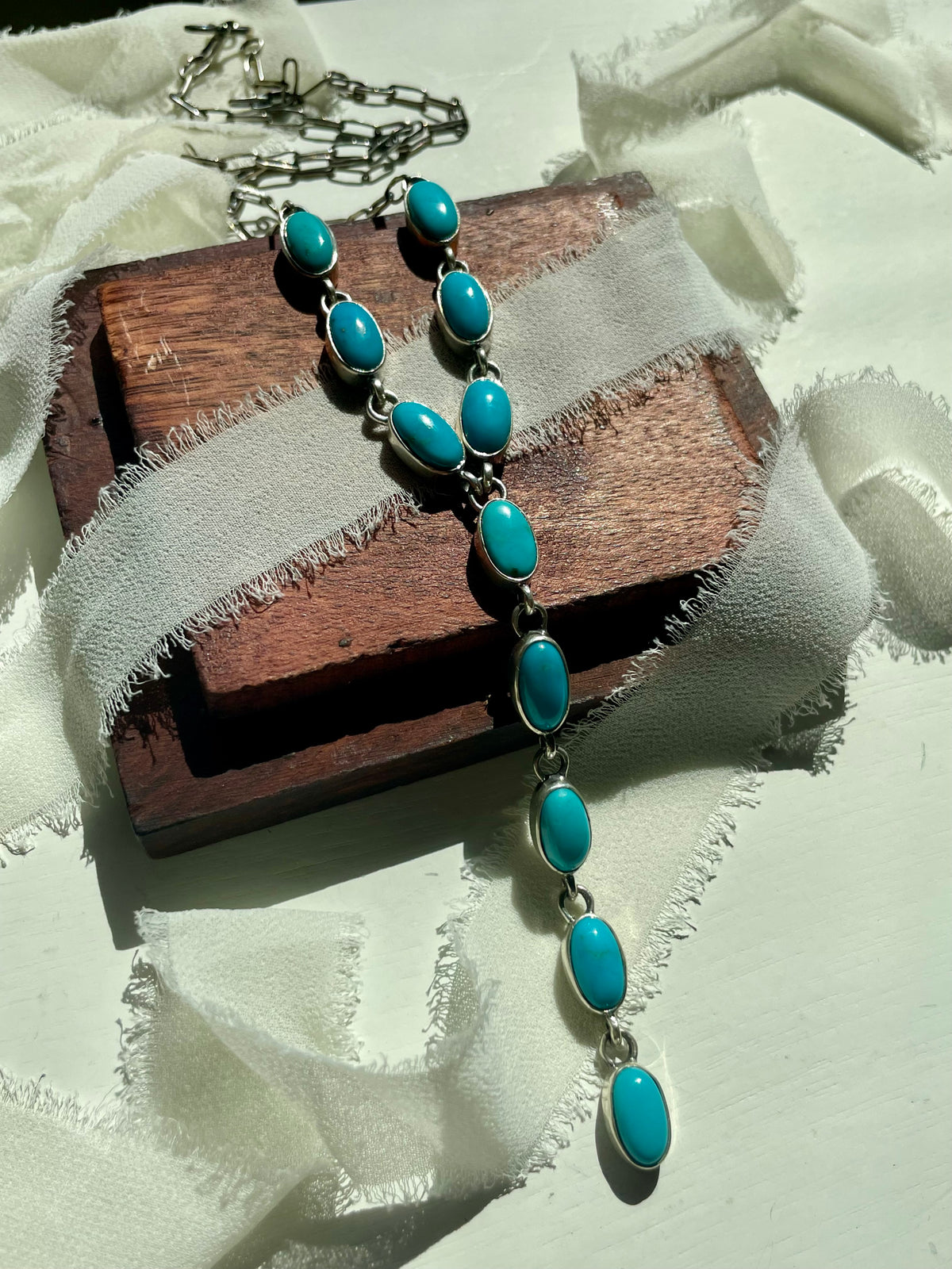 Kingman Turquoise Drop Lariat Necklace | 925 Sterling Silver G597