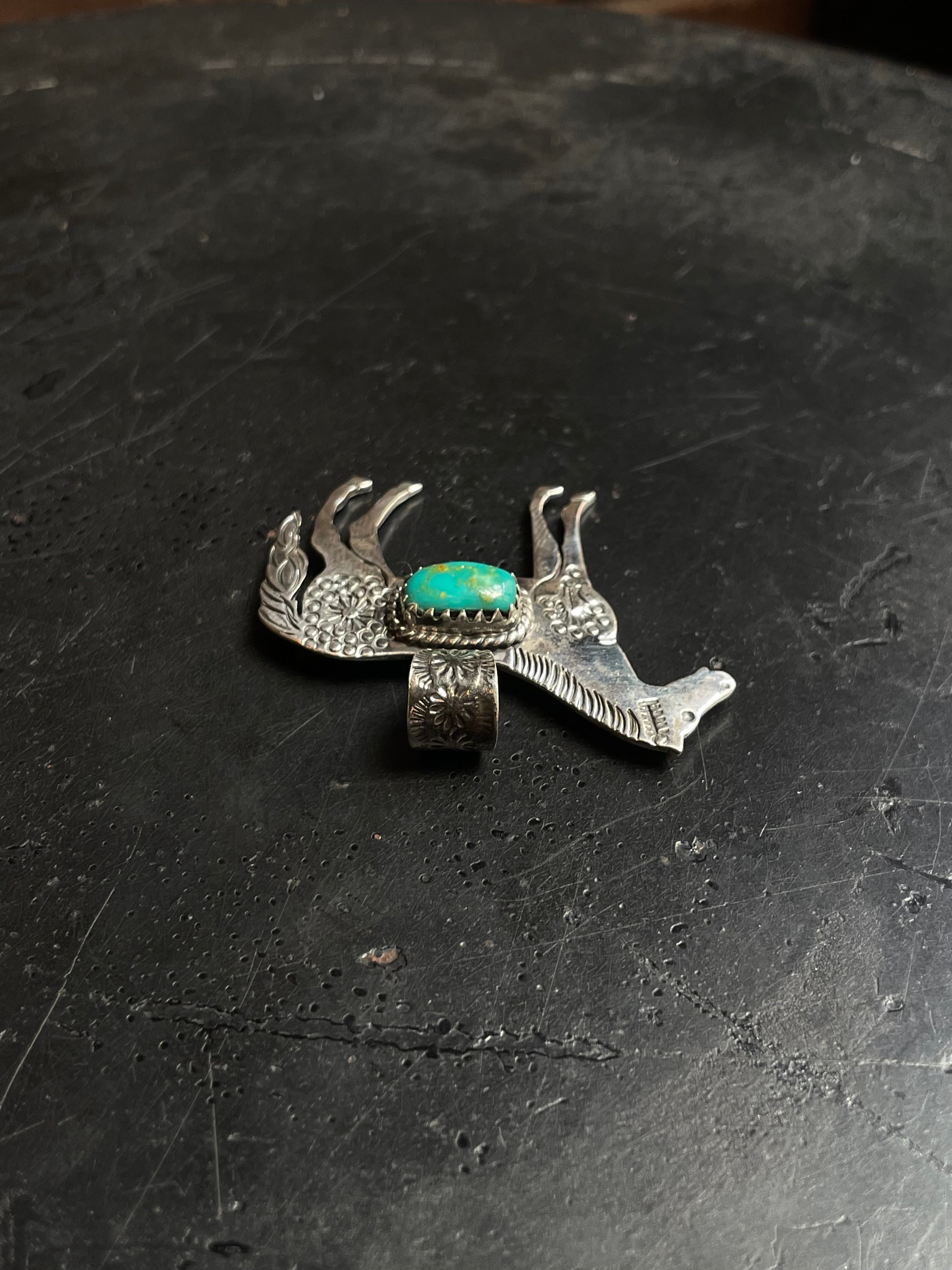 Kingman Turquoise Horse Pendant | 925 Sterling Silver E246