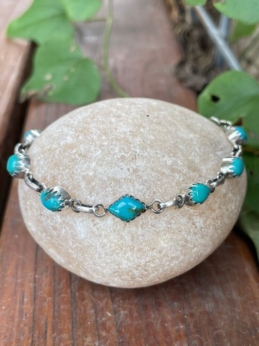 Kingman Turquoise Link Bracelet | 925 Sterling Silver B977