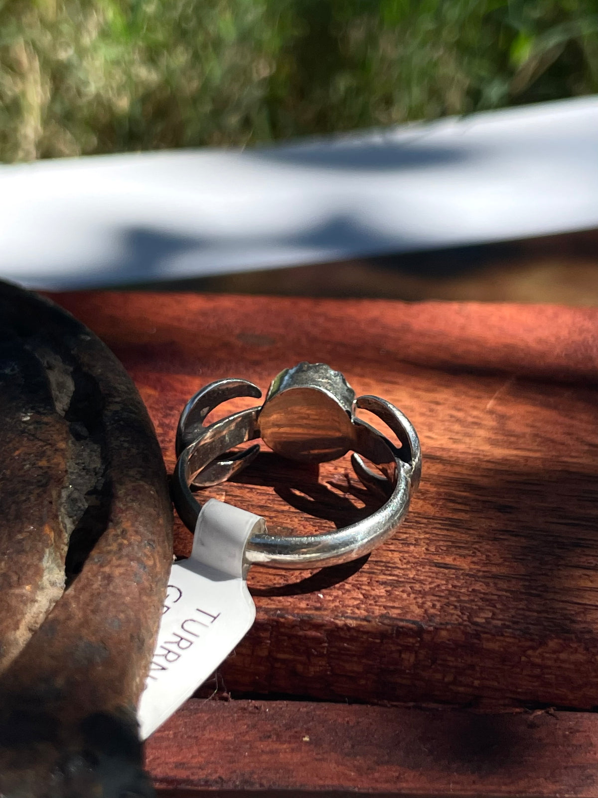 Turquoise Half Moon Ring | 925 Sterling Silver | Size 7.5 D351