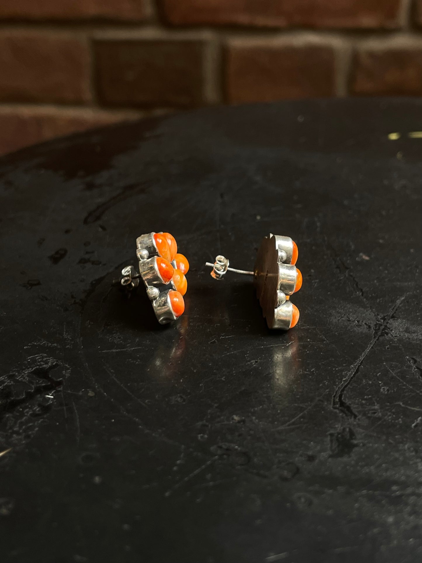 Spiny Oyster Cluster Stud Earrings | Sterling Silver E641