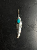 Turquoise Feather Pendant | 925 Sterling Silver E227
