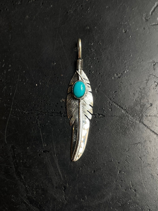 Turquoise Feather Pendant | 925 Sterling Silver E227