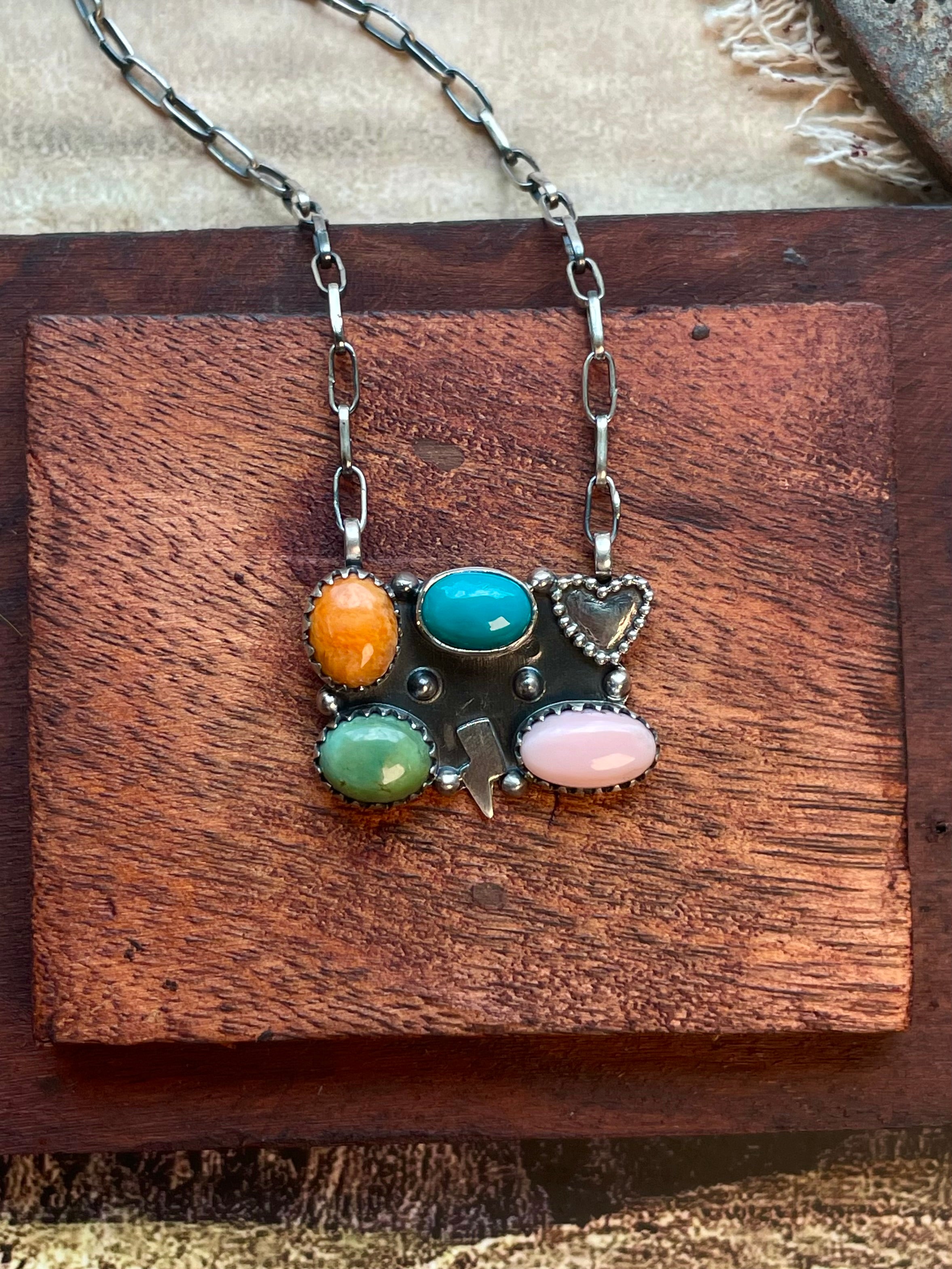 Multistone Heart Necklace | 925 Sterling Silver D227