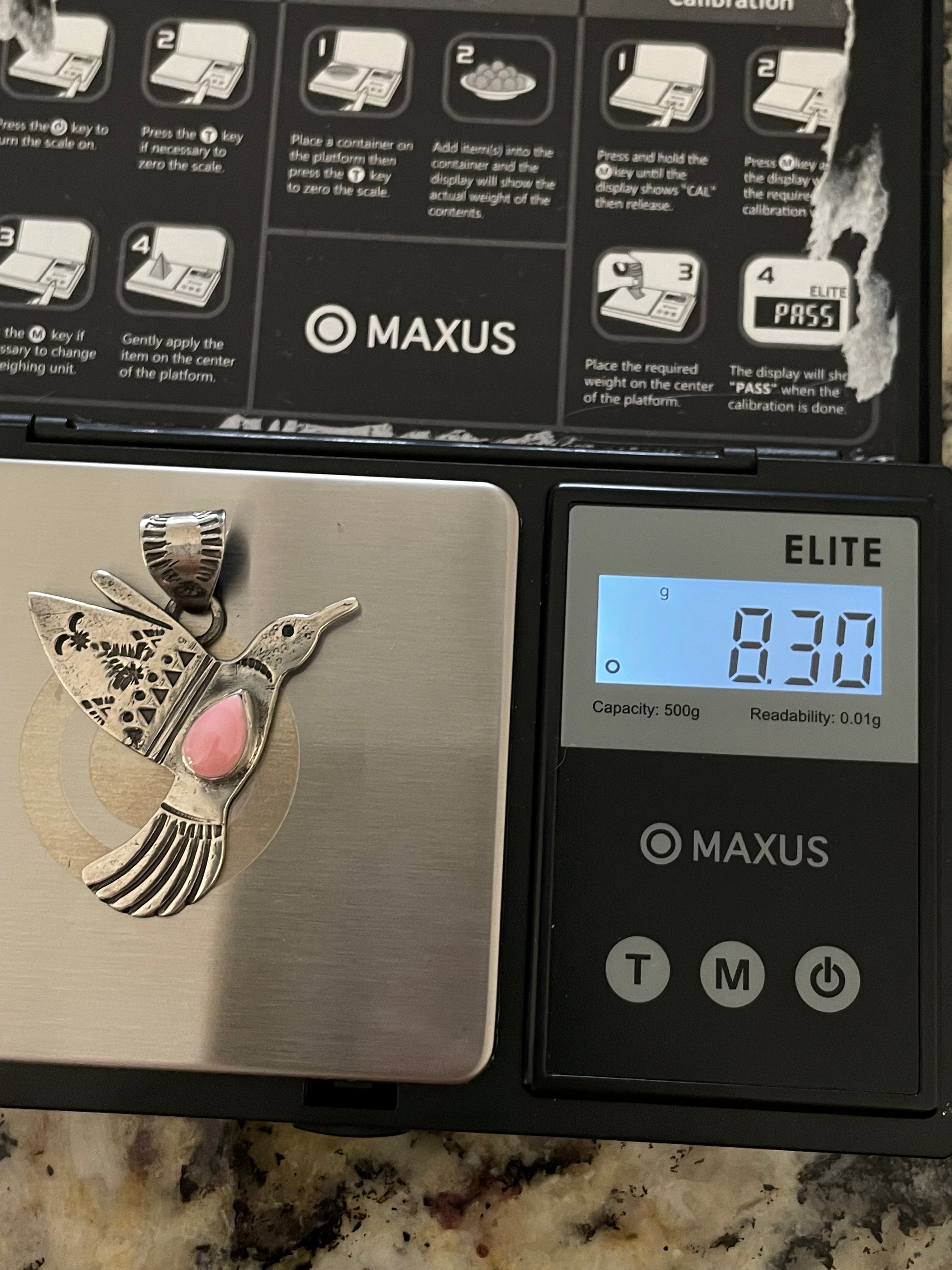 Pink Conch Hummingbird Pendant | 925 Sterling Silver E272