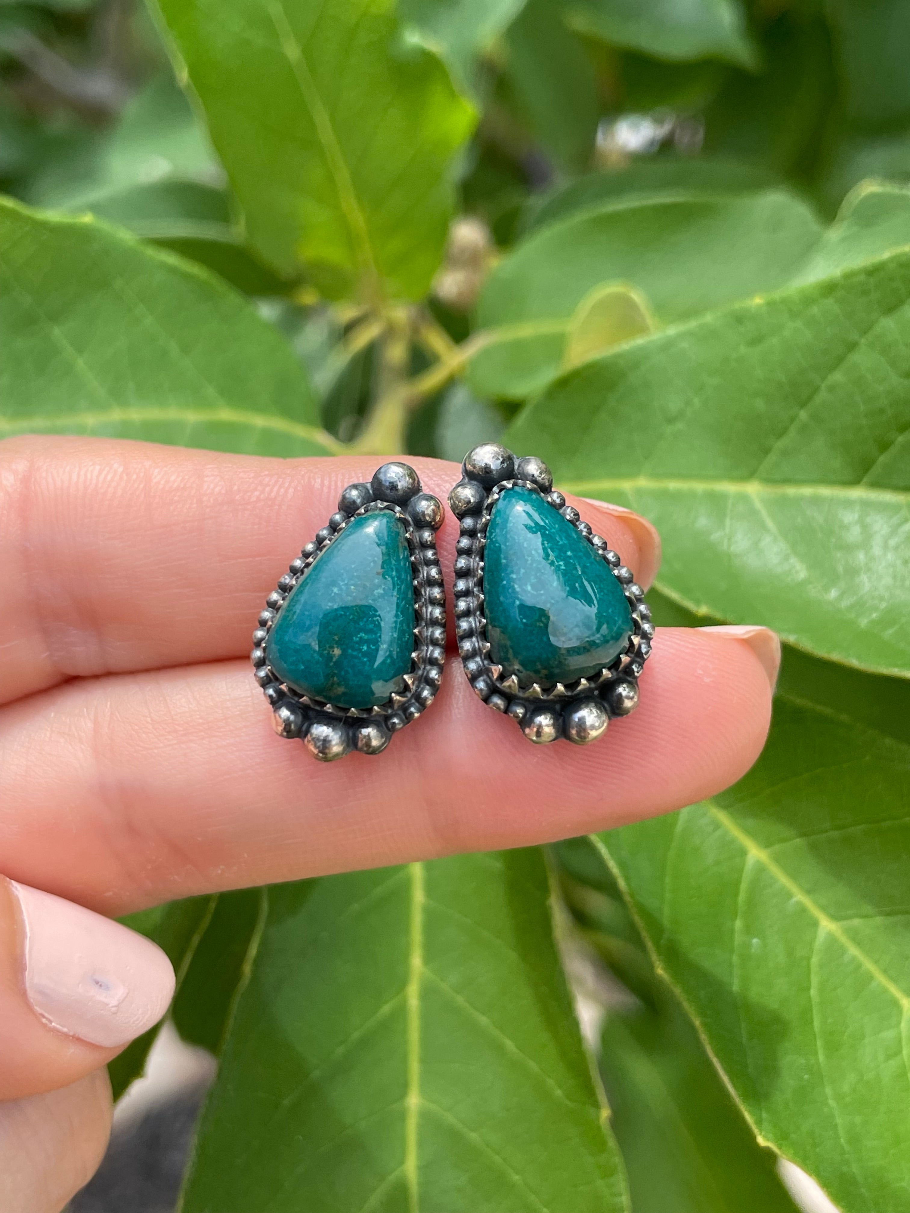 Kingman Turquoise Stud Earrings | 925 Sterling Silver D187