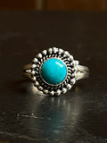 Kingman Turquoise Small Round Ring | Sterling Silver | Size 9 | A285
