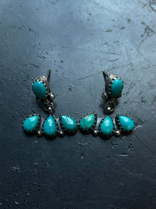 Kingman Turquoise Earrings | Teardrop Fan Stud E656