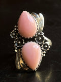 Pink Conch Tear Drop Floral Ring Size 8.75 | 925 Sterling Silver G526