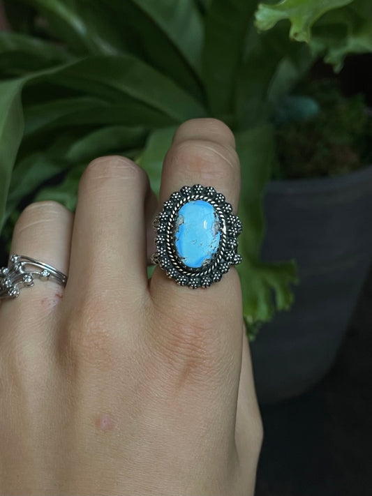 Kingman Turquoise Ring | Sterling Silver | Size 8 G390