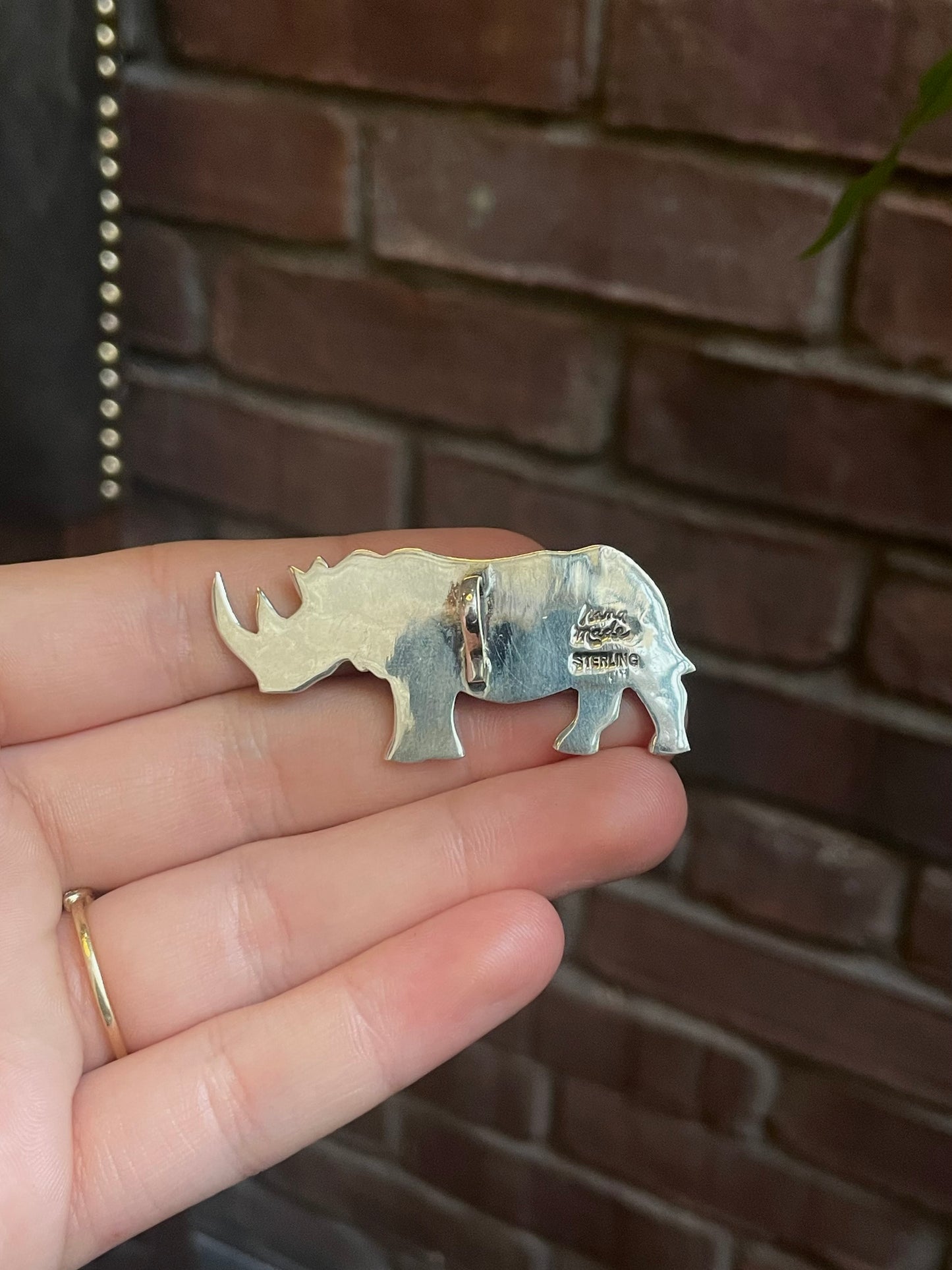 Pink Conch Rhino Pendant | 925 Sterling Silver C525