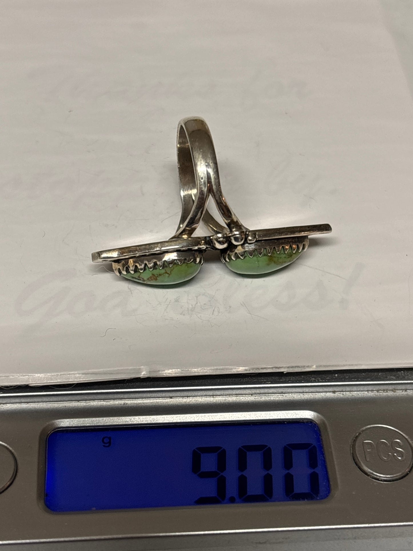 Turquoise Double Stone Ring Size 8 | 925 Sterling Silver C896