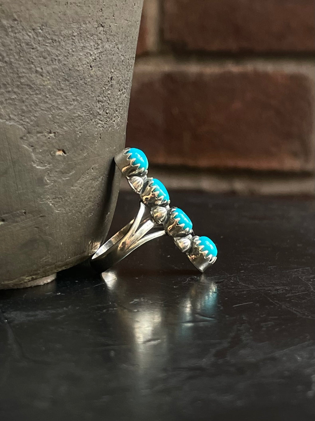 Kingman Turquoise Row Ring Size 6 | 925 Sterling Silver G584