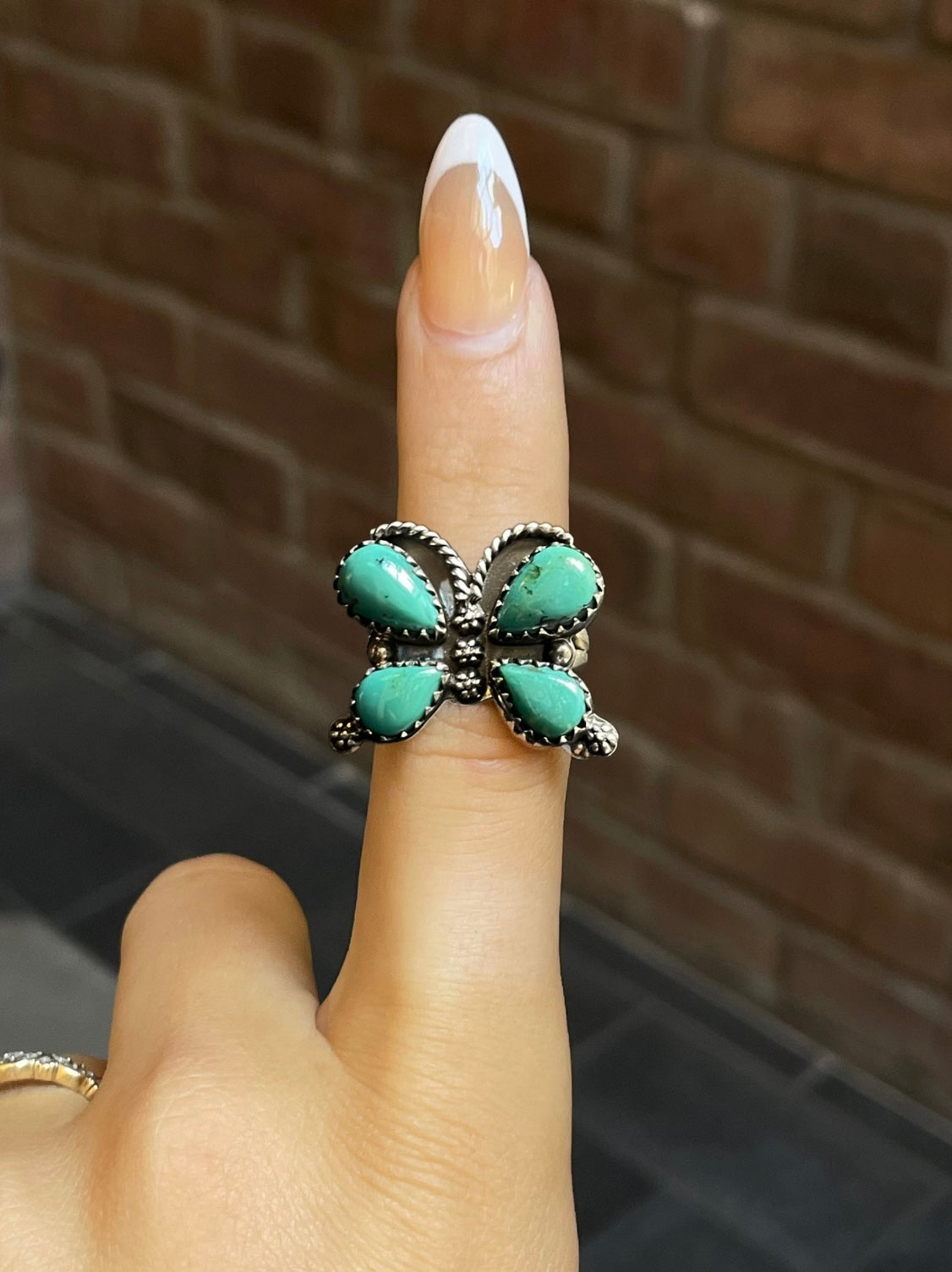 Turquoise Butterfly Ring Size 8.5 | Sterling Silver E873