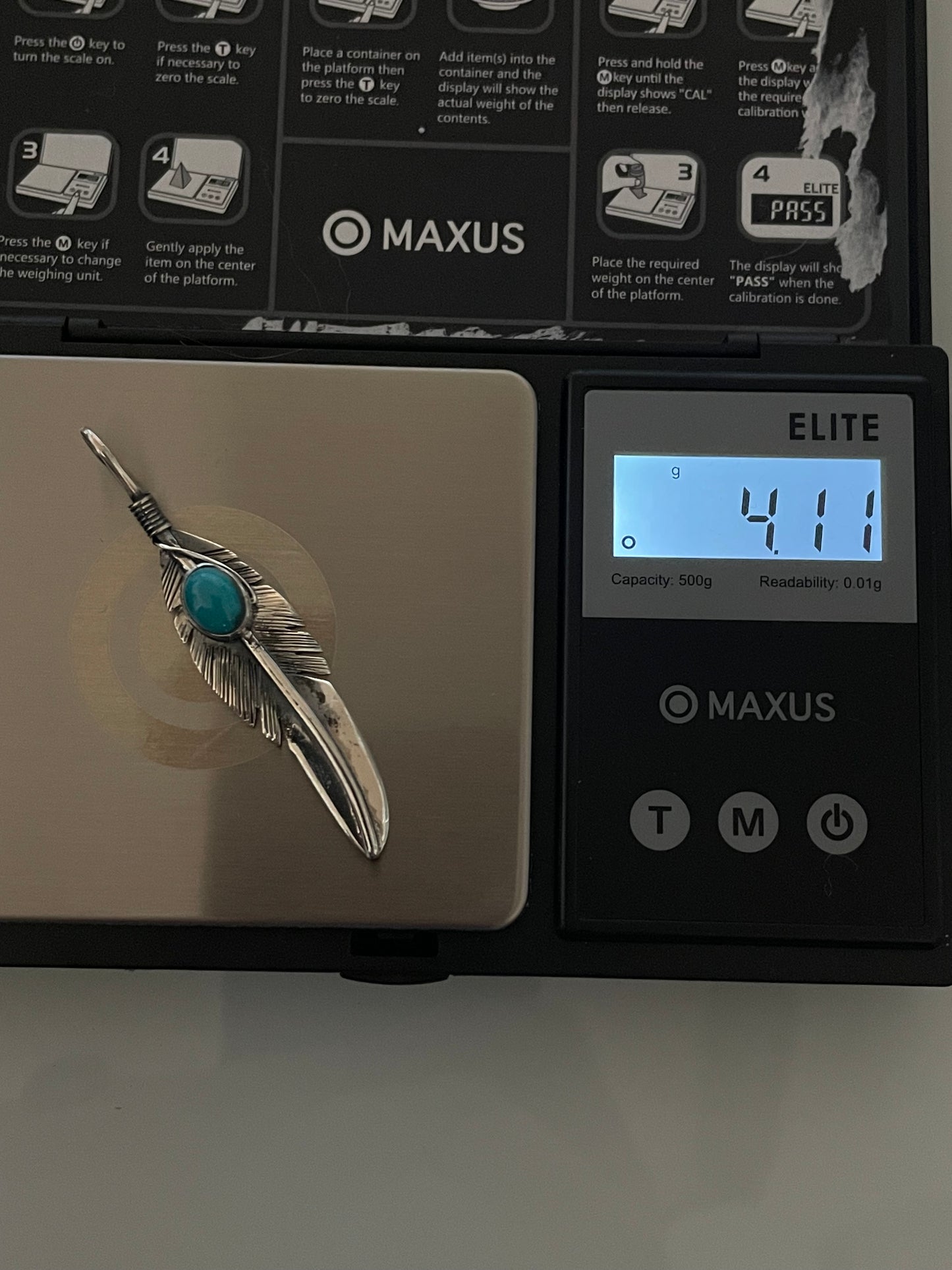 Turquoise Feather Pendant | 925 Sterling Silver E227