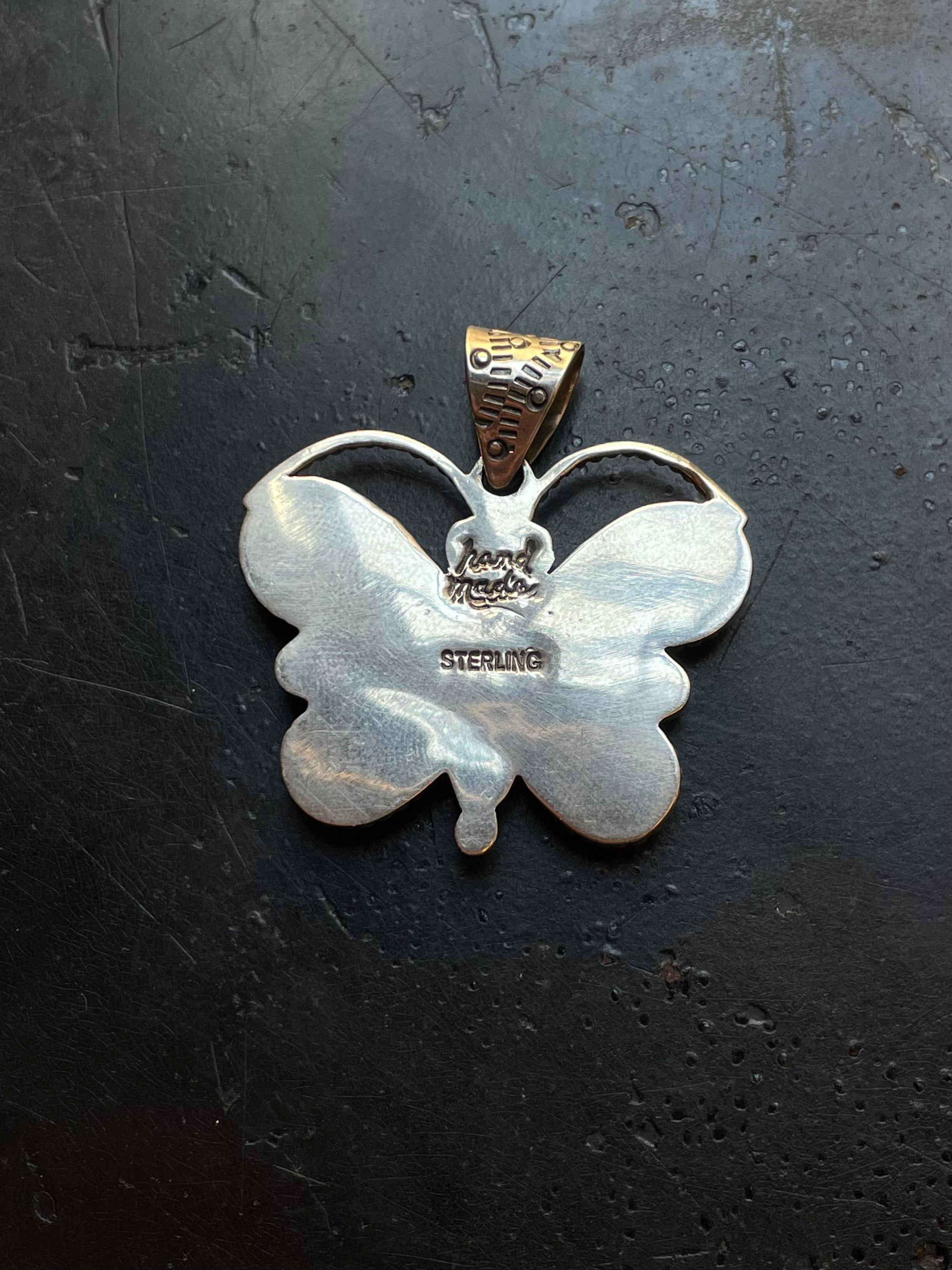 Kingman Turquoise Butterfly Pendant | Sterling Silver G465