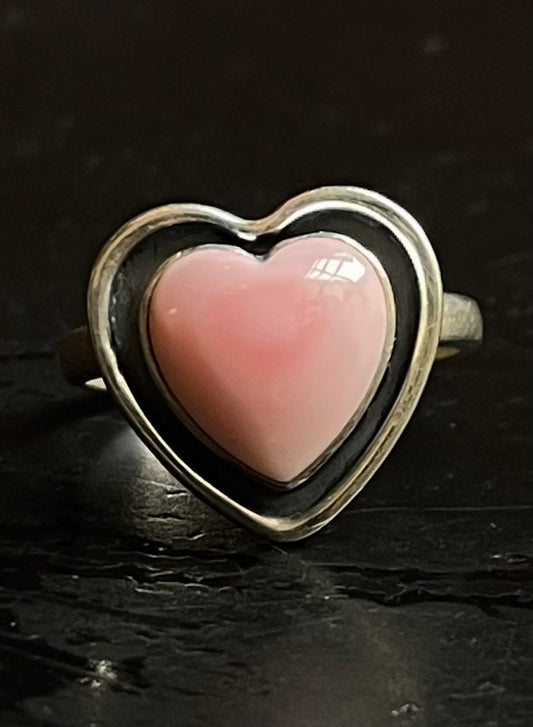 Pink Conch Heart Ring Size 6.75 | 925 Sterling Silver G122