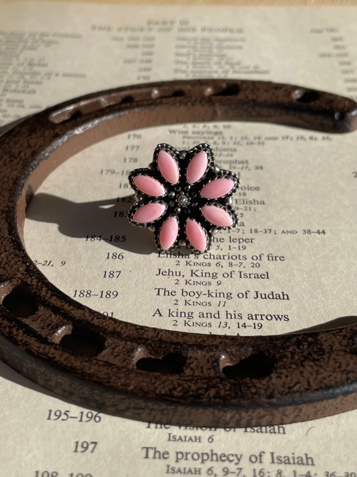 Pink Conch Flower Ring Size 7.75 | 925 Sterling Silver G758