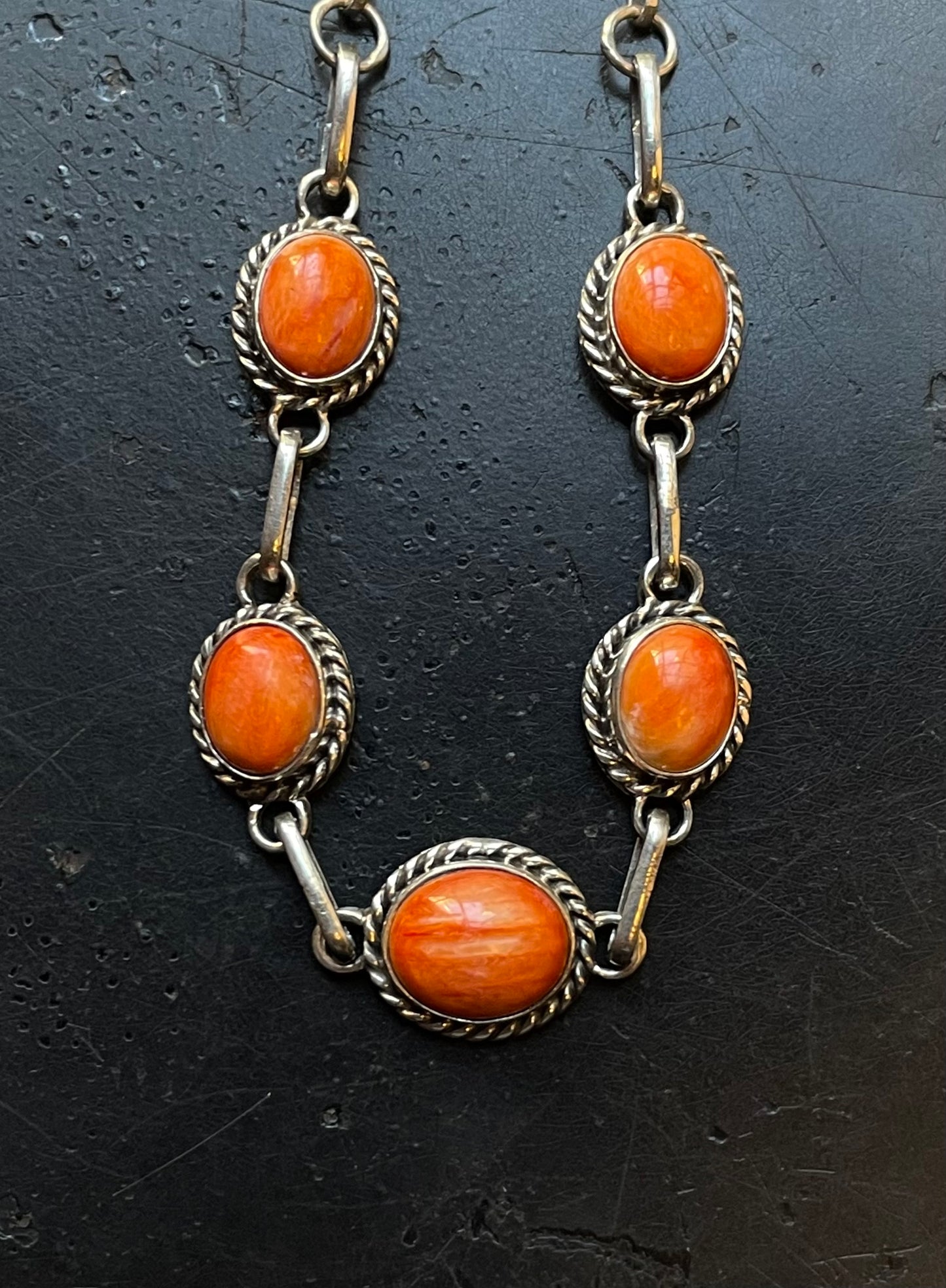 Spiny Oyster Link Necklace | Sterling Silver E936
