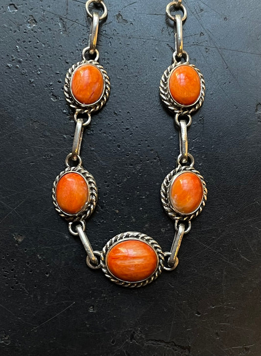 Spiny Oyster Link Necklace | Sterling Silver E936