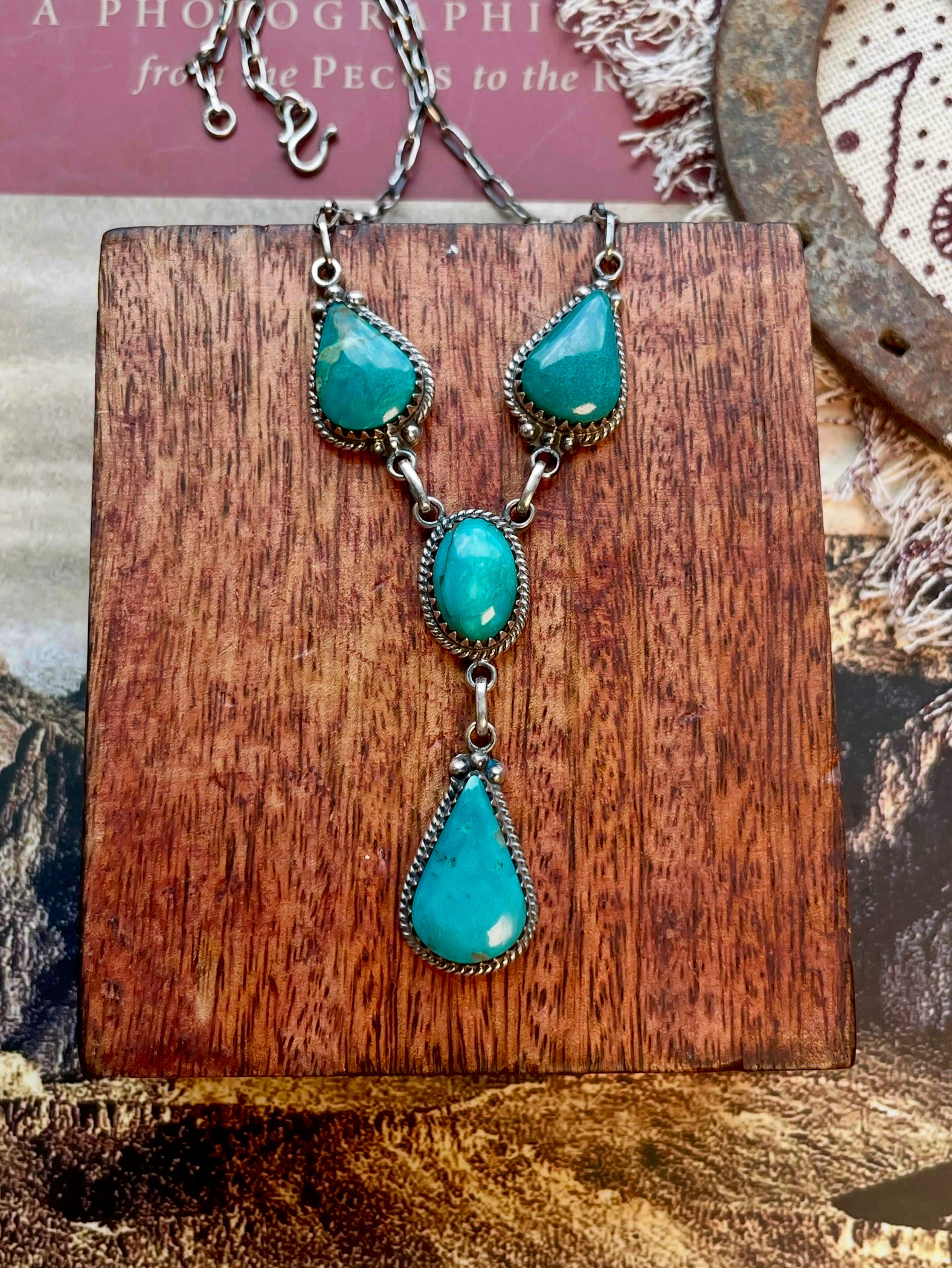 Kingman Turquoise Lariat Necklace | 925 Sterling Silver D214