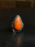 Spiny Oyster Tear Drop Ring | 925 Sterling Silver Size 7 E461