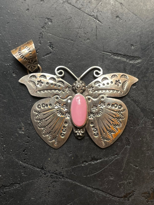 Pink Conch Butterfly Pendant | 925 Sterling Silver E506