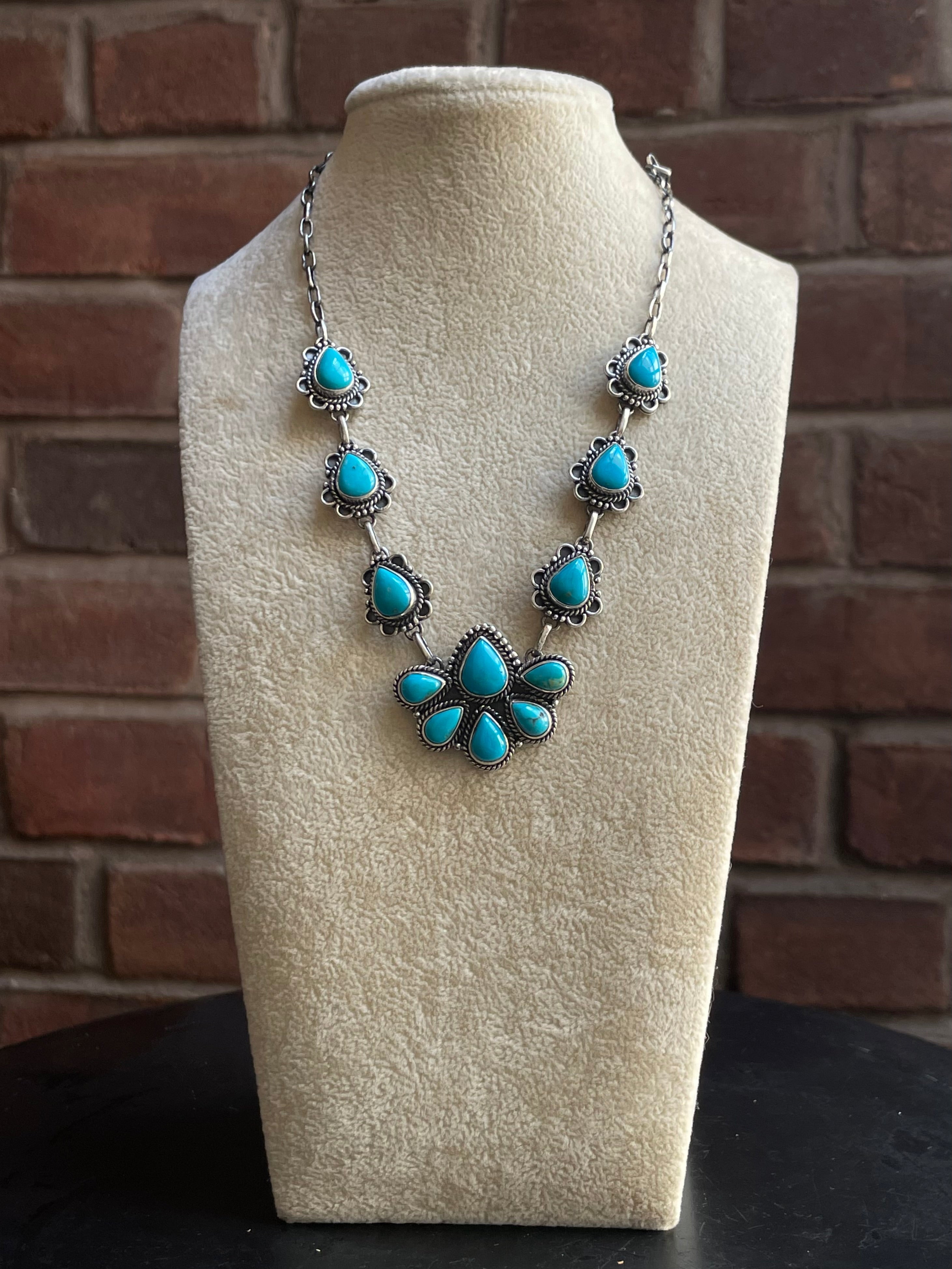 Kingman Turquoise Lariat Necklace | 925 Sterling Silver G598
