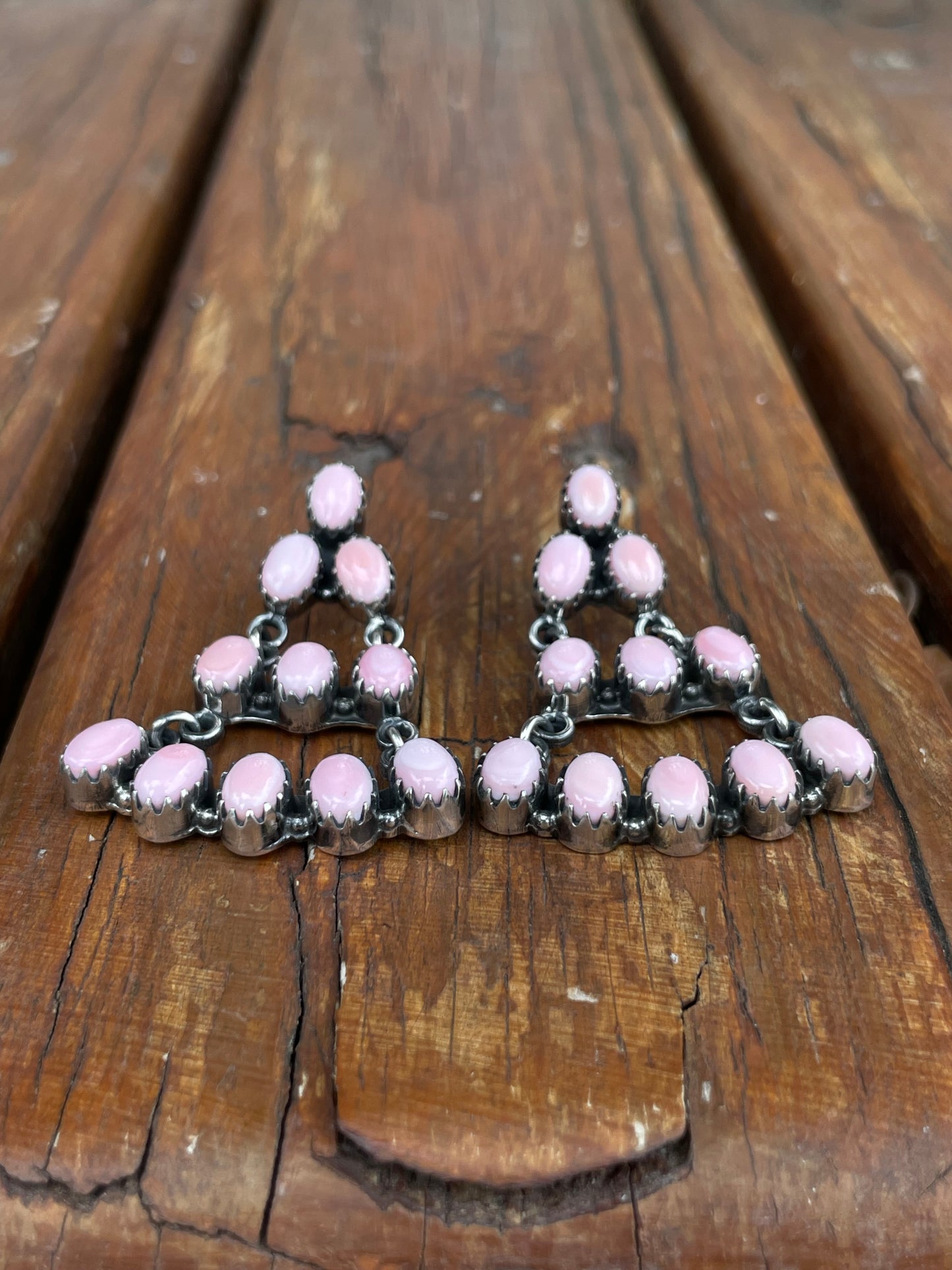 Pink Conch Stud Chandelier Stud Earrings | 925 Sterling Silver B969