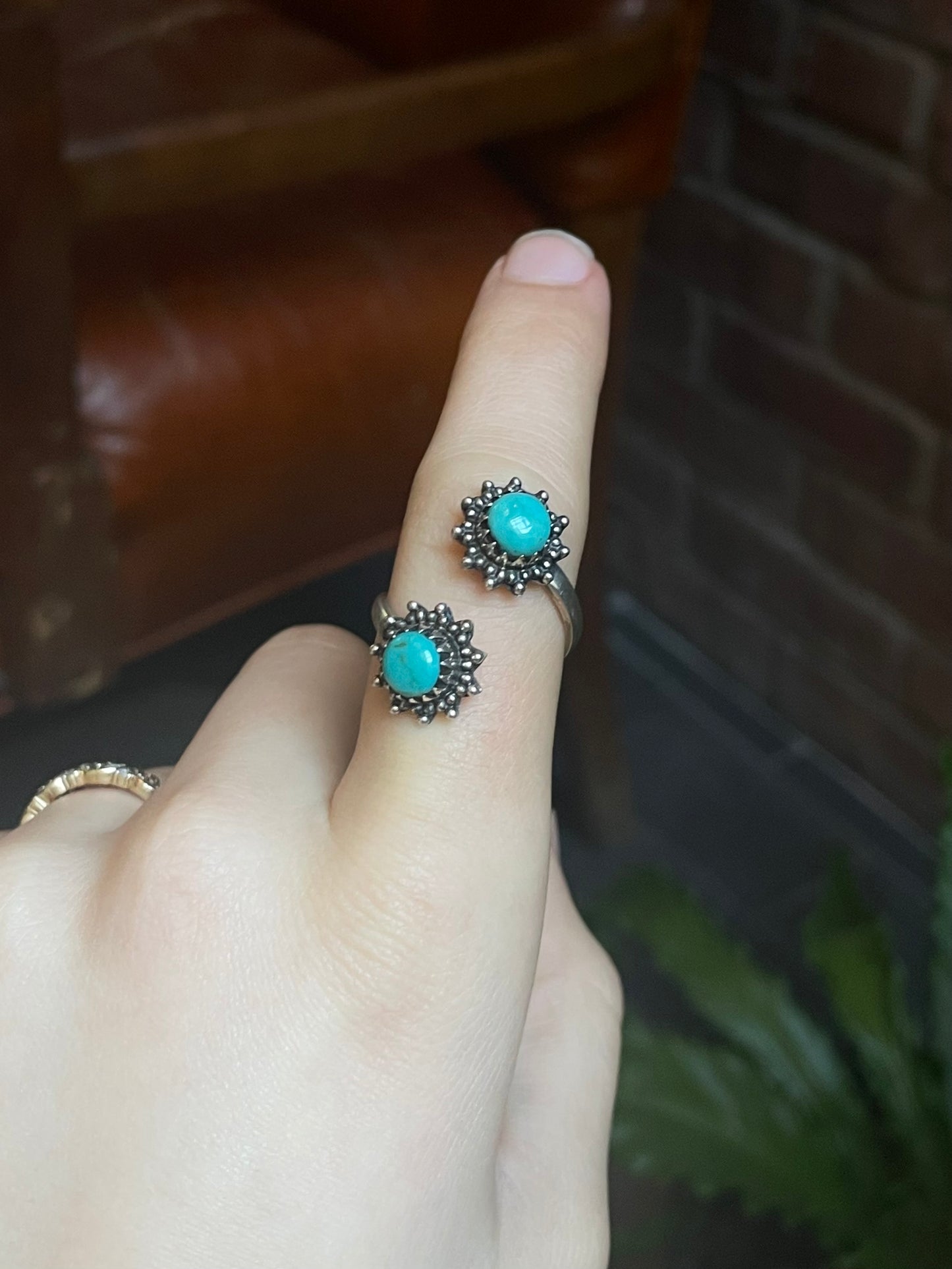 Turquoise Bypass Ring | 925 Sterling Silver Size 9 E486