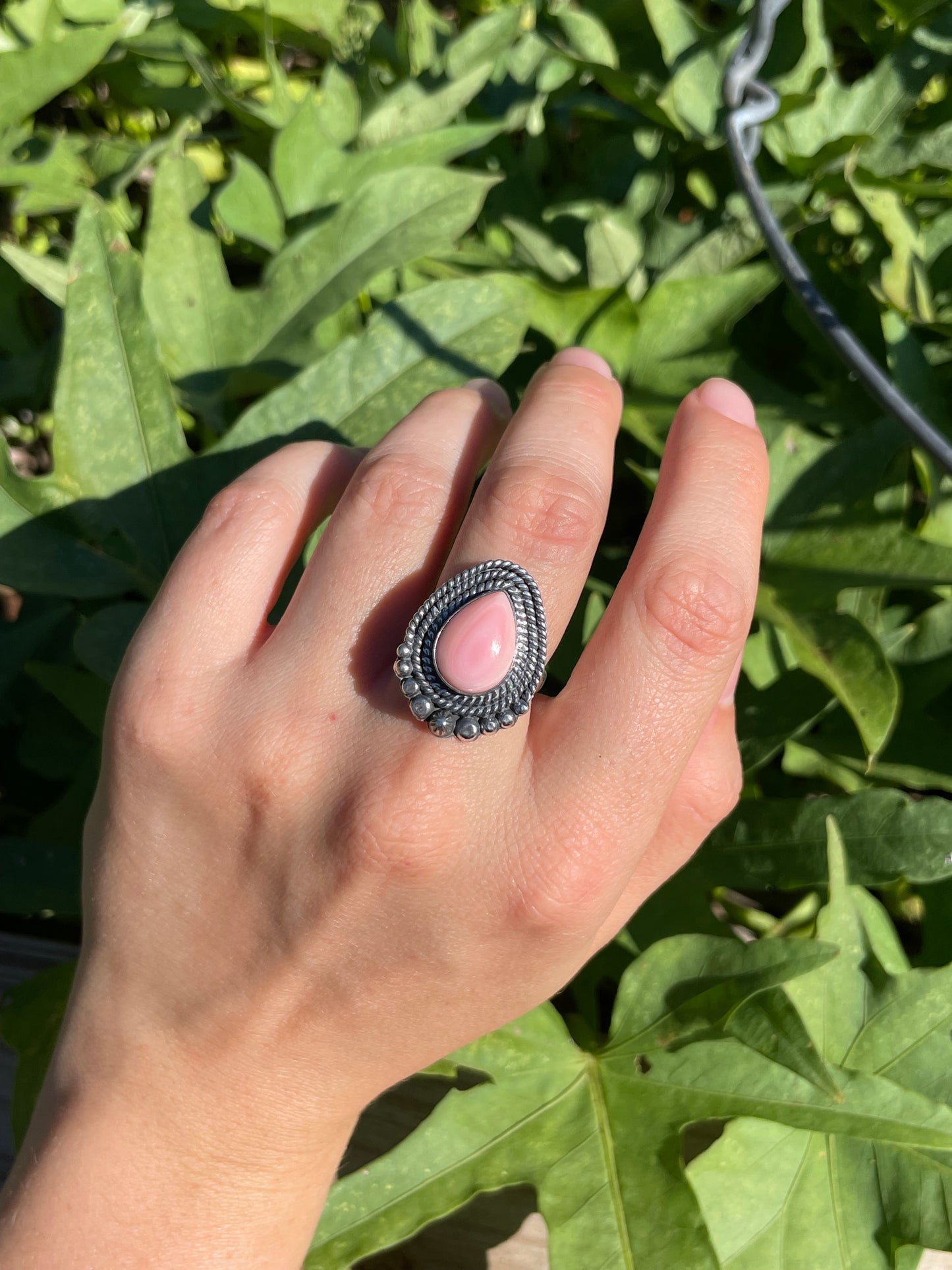 Pink Conch Rope Design Ring | 925 Sterling Silver 6.75 B325