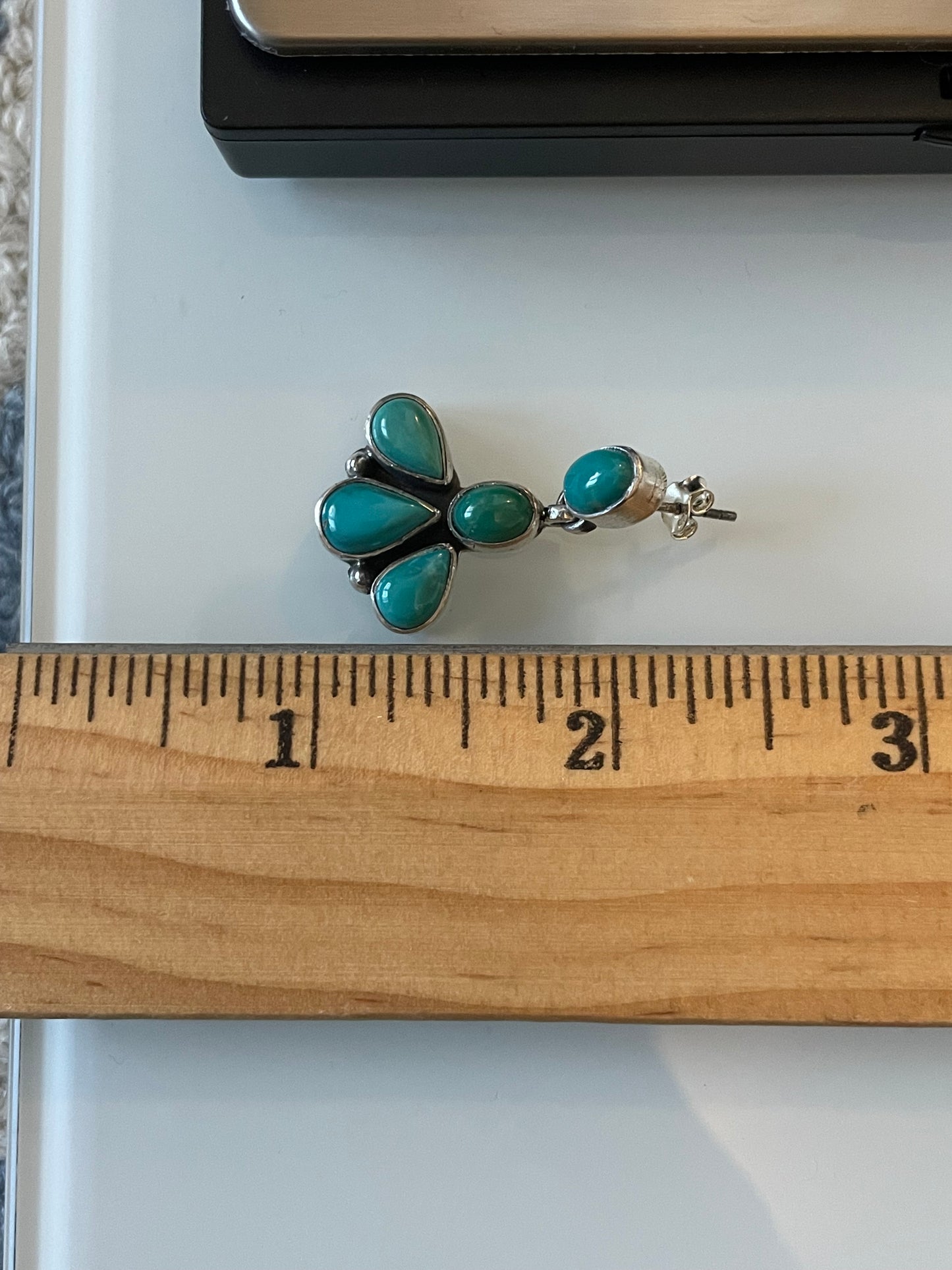 Turquoise Cluster Stud Earrings | Sterling Silver E653