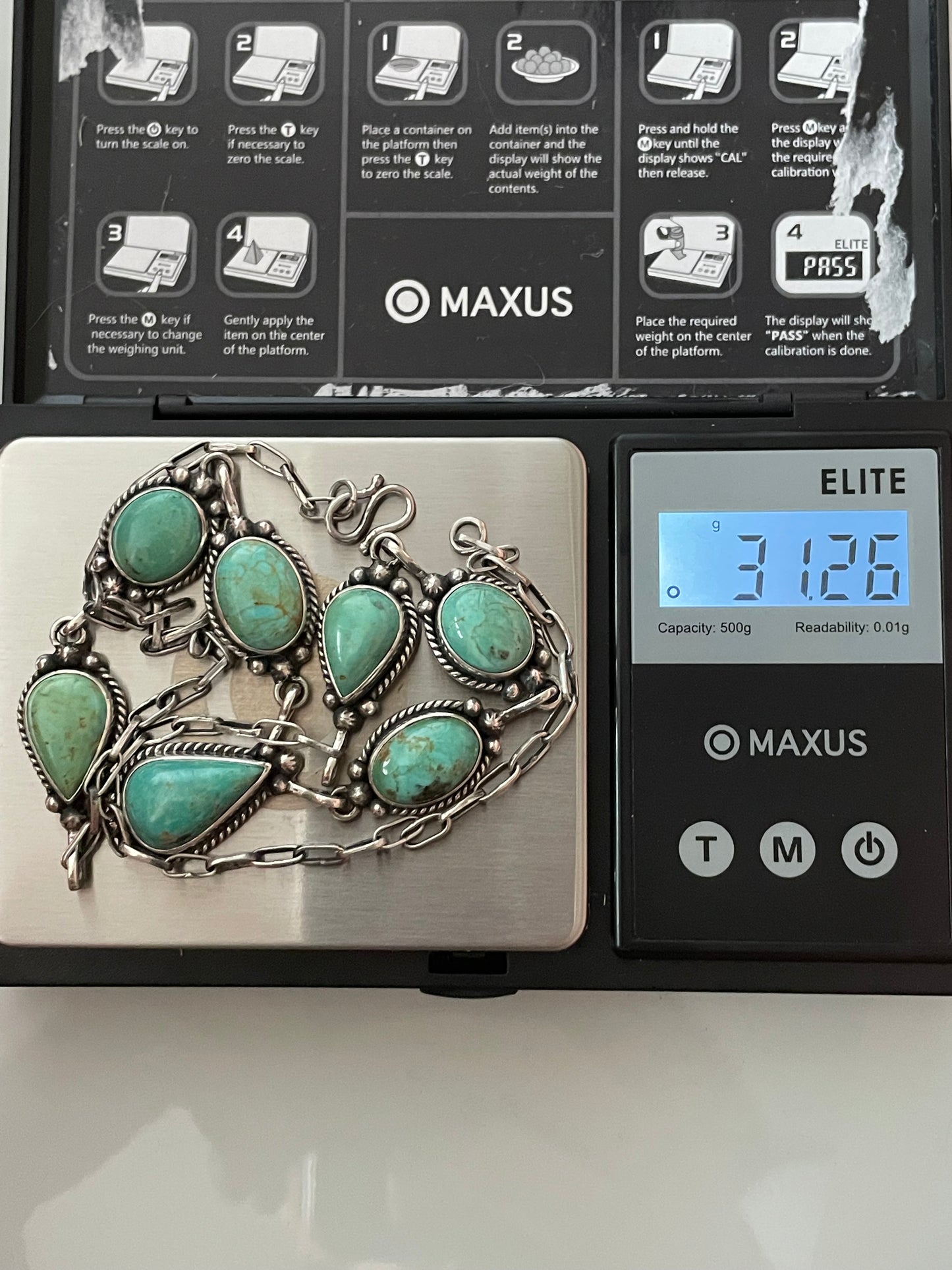 Turquoise Lariat Necklace | 925 Sterling Silver E636