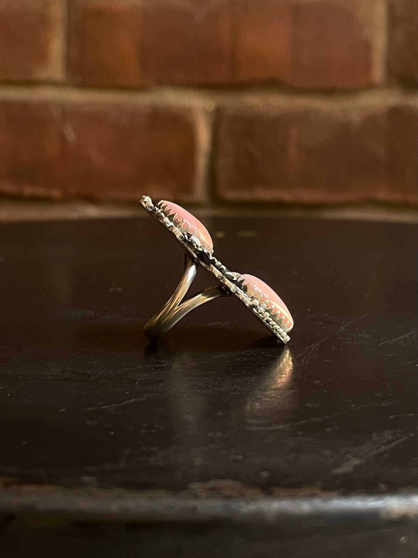 Pink Conch Tear Drop Floral Ring Size 5.75 | 925 Sterling Silver G524
